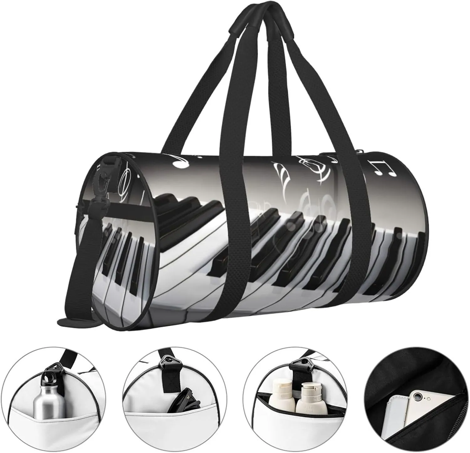 Travel Bag For Women,Piano Music Symbol Print Personal Item Duffle Bags,Weekend Travel Duffel Tote Bag,Travel Sport Gym Bag For Men,Airplane Travel Essentials For Flying