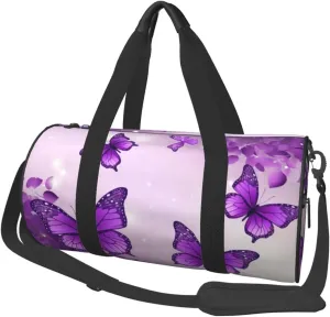 Travel Bag For Women,Purple Butterflies Print Personal Item Duffle Bags,Weekend Travel Duffel Tote Bag,Travel Sport Gym Bag For Men,Airplane Travel Essentials For Flying