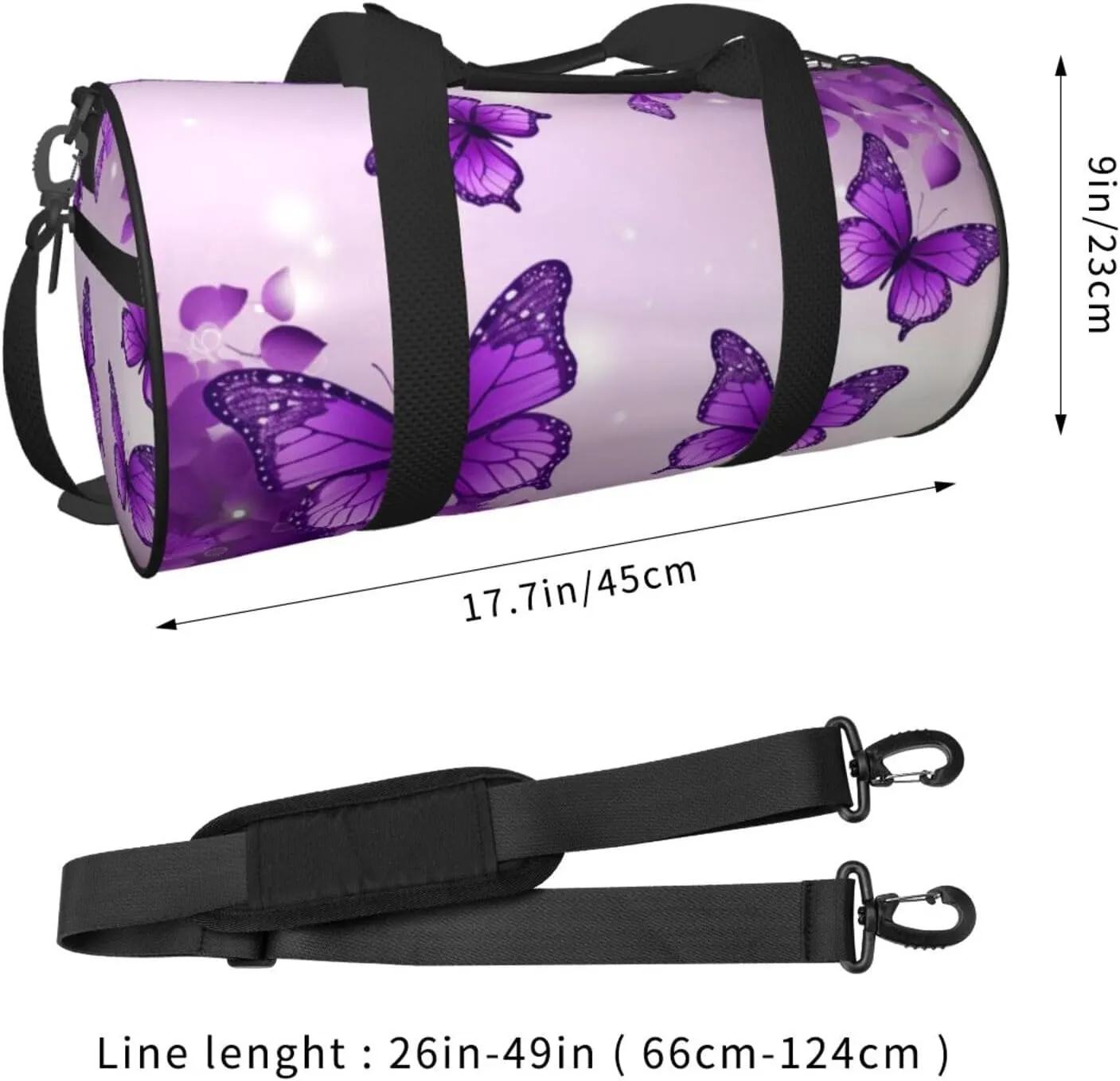 Travel Bag For Women,Purple Butterflies Print Personal Item Duffle Bags,Weekend Travel Duffel Tote Bag,Travel Sport Gym Bag For Men,Airplane Travel Essentials For Flying