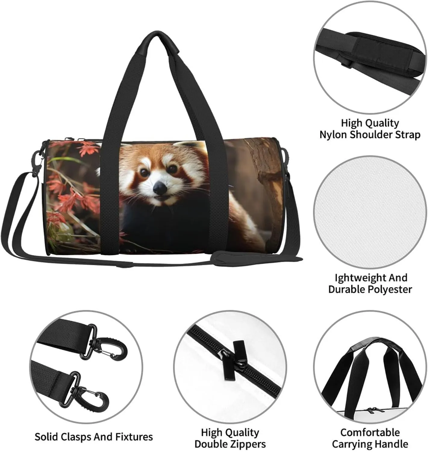 Travel Bag For Women,Red Pandas Print Personal Item Duffle Bags,Weekend Travel Duffel Tote Bag,Travel Sport Gym Bag For Men,Airplane Travel Essentials For Flying