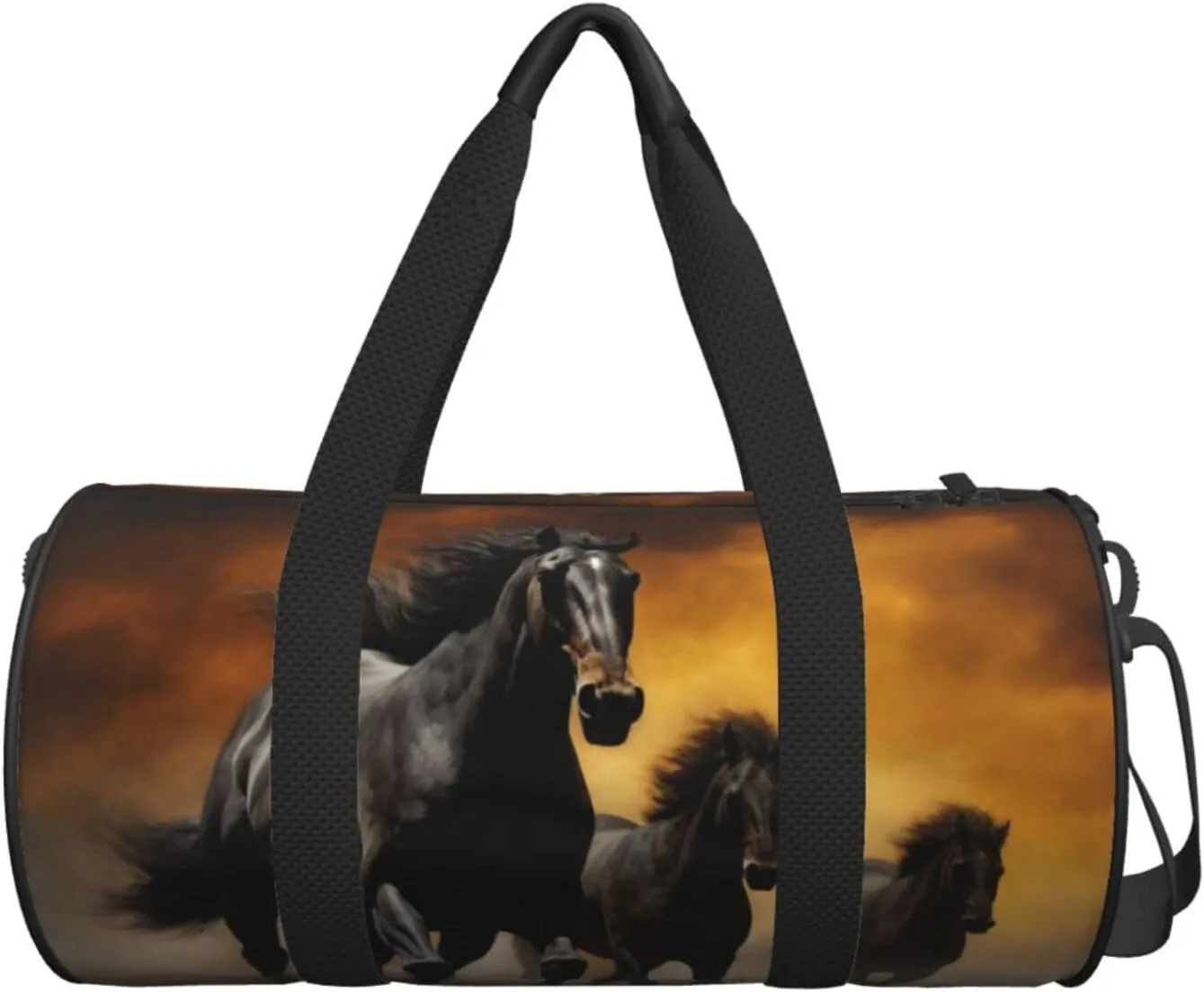Travel Bag For Women,Running Black Horses Print Personal Item Duffle Bags,Weekend Travel Duffel Tote Bag,Travel Sport Gym Bag For Men,Airplane Travel Essentials For Flying