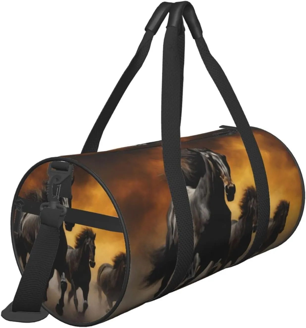 Travel Bag For Women,Running Black Horses Print Personal Item Duffle Bags,Weekend Travel Duffel Tote Bag,Travel Sport Gym Bag For Men,Airplane Travel Essentials For Flying