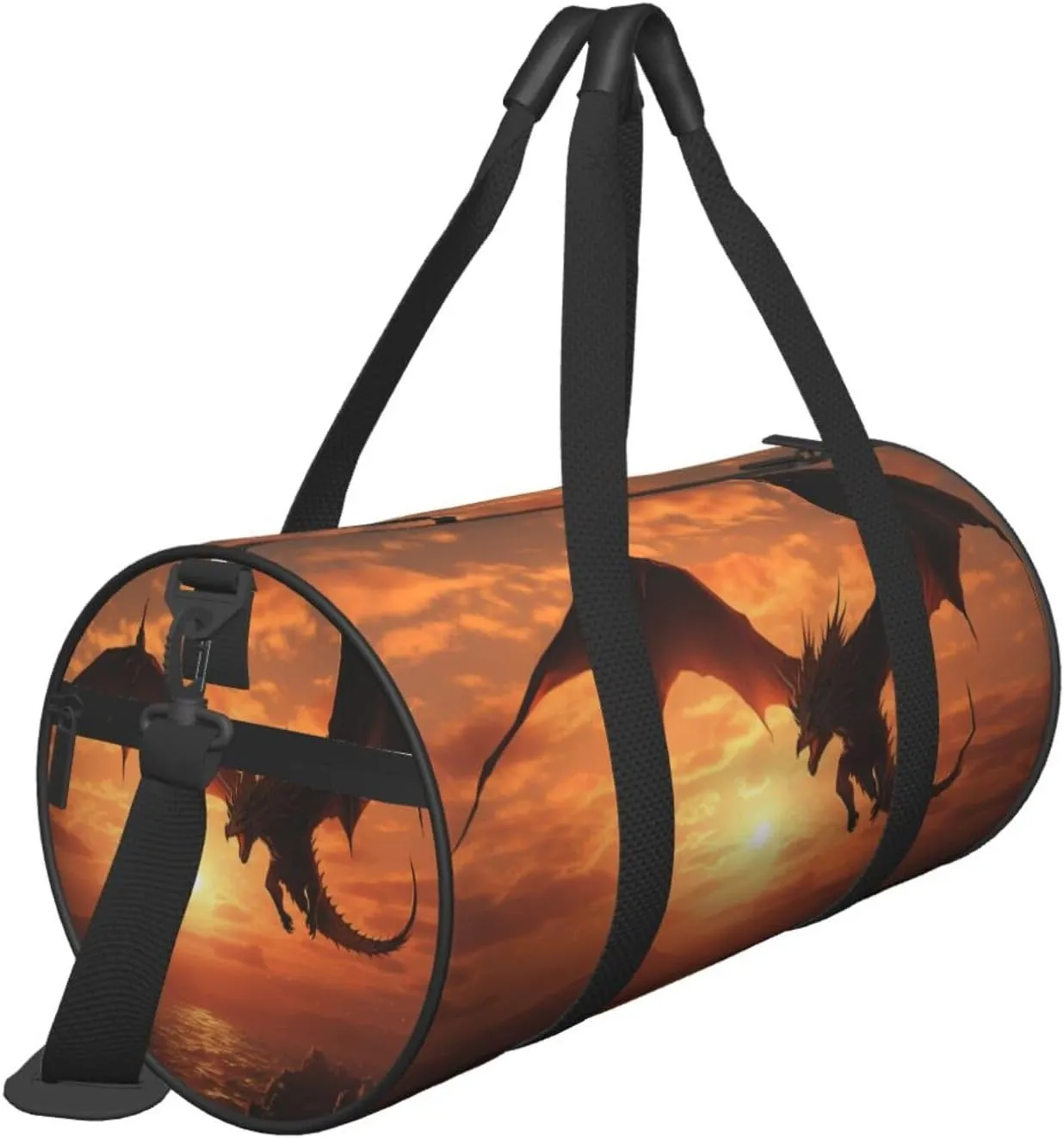 Travel Bag For Women,Sea Sunset Flying Dragon Print Personal Item Duffle Bags,Weekend Travel Duffel Tote Bag,Travel Sport Gym Bag For Men,Airplane Travel Essentials For Flying