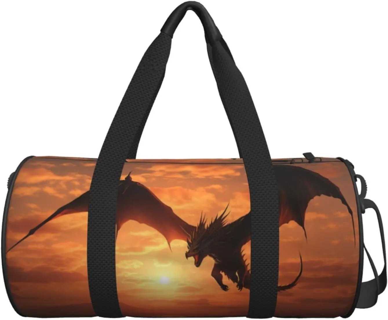 Travel Bag For Women,Sea Sunset Flying Dragon Print Personal Item Duffle Bags,Weekend Travel Duffel Tote Bag,Travel Sport Gym Bag For Men,Airplane Travel Essentials For Flying