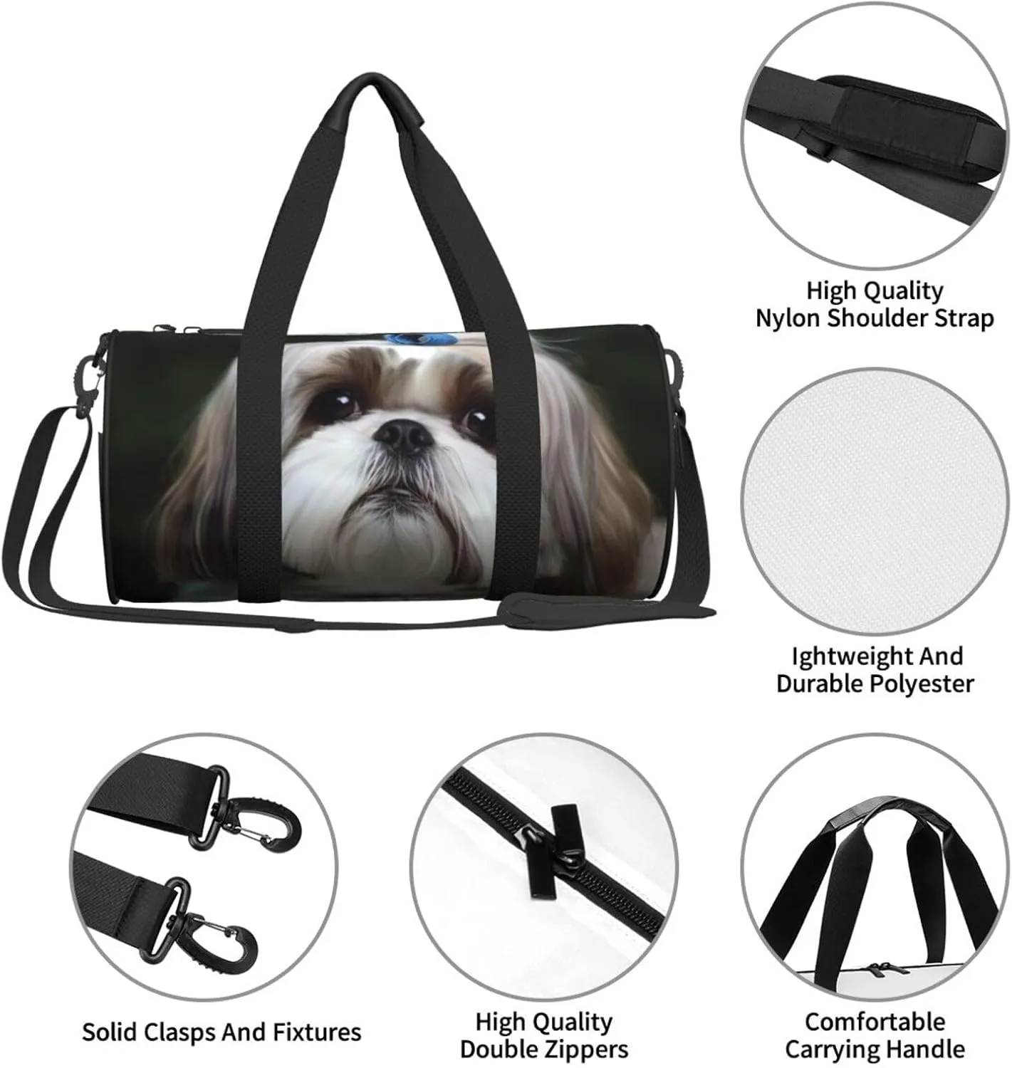 Travel Bag For Women,Shih Tzu Dog Print Personal Item Duffle Bags,Weekend Travel Duffel Tote Bag,Travel Sport Gym Bag For Men,Airplane Travel Essentials For Flying