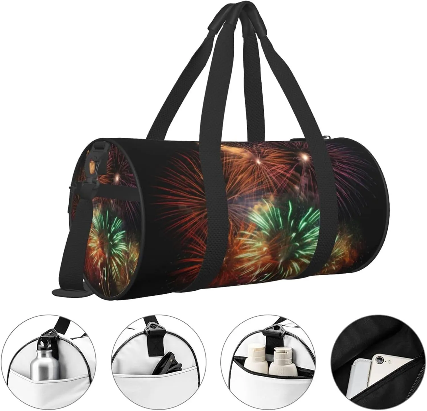 Travel Bag For Women,Splendid Fireworks Print Personal Item Duffle Bags,Weekend Travel Duffel Tote Bag,Travel Sport Gym Bag For Men,Airplane Travel Essentials For Flying