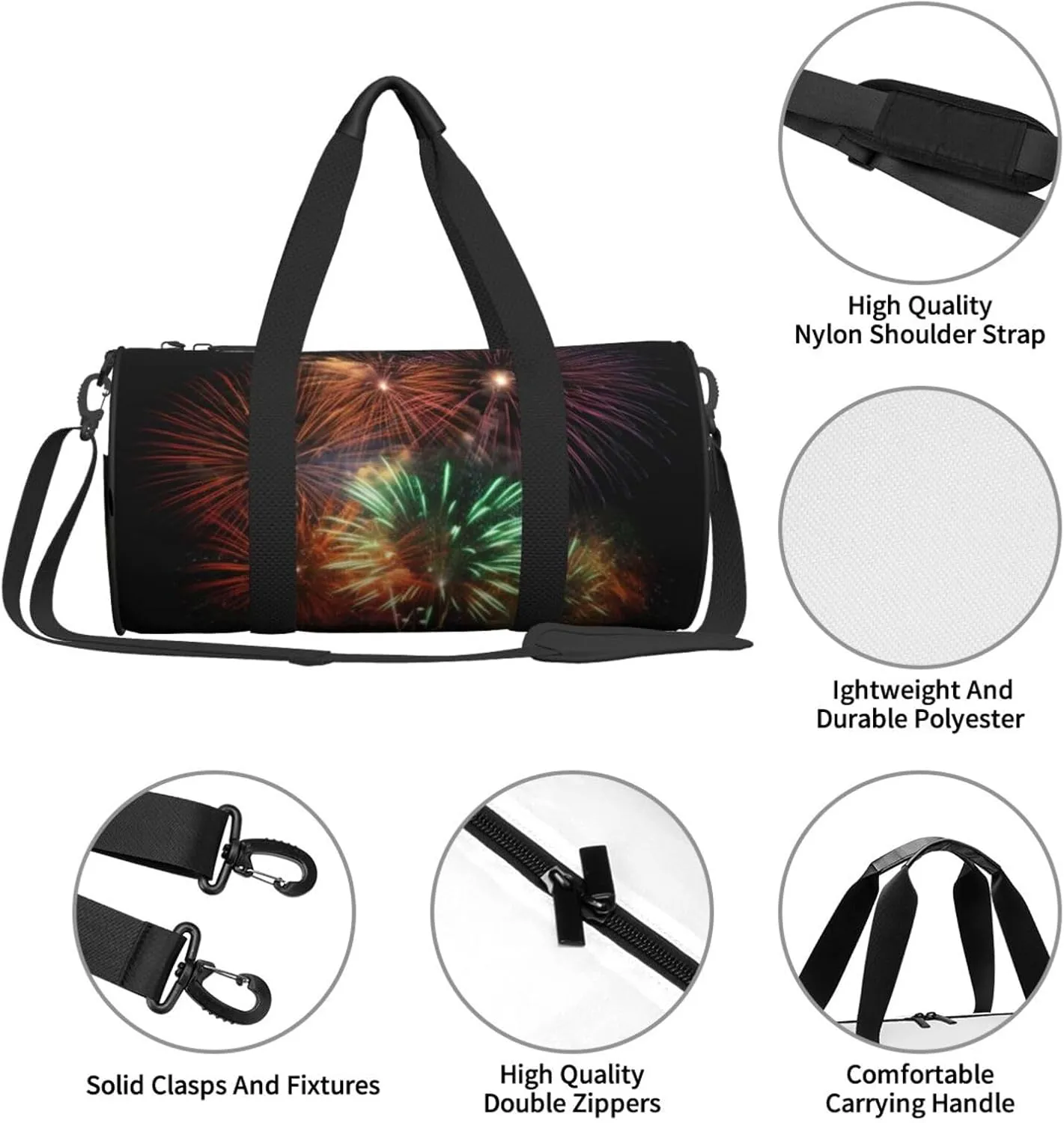 Travel Bag For Women,Splendid Fireworks Print Personal Item Duffle Bags,Weekend Travel Duffel Tote Bag,Travel Sport Gym Bag For Men,Airplane Travel Essentials For Flying