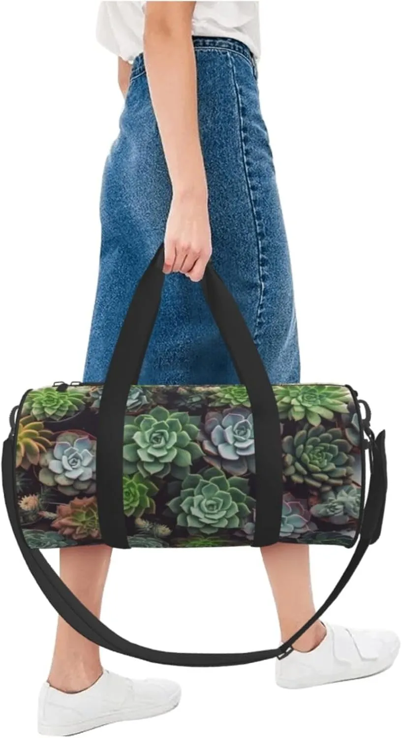 Travel Bag For Women,Succulent Plants Print Personal Item Duffle Bags,Weekend Travel Duffel Tote Bag,Travel Sport Gym Bag For Men,Airplane Travel Essentials For Flying