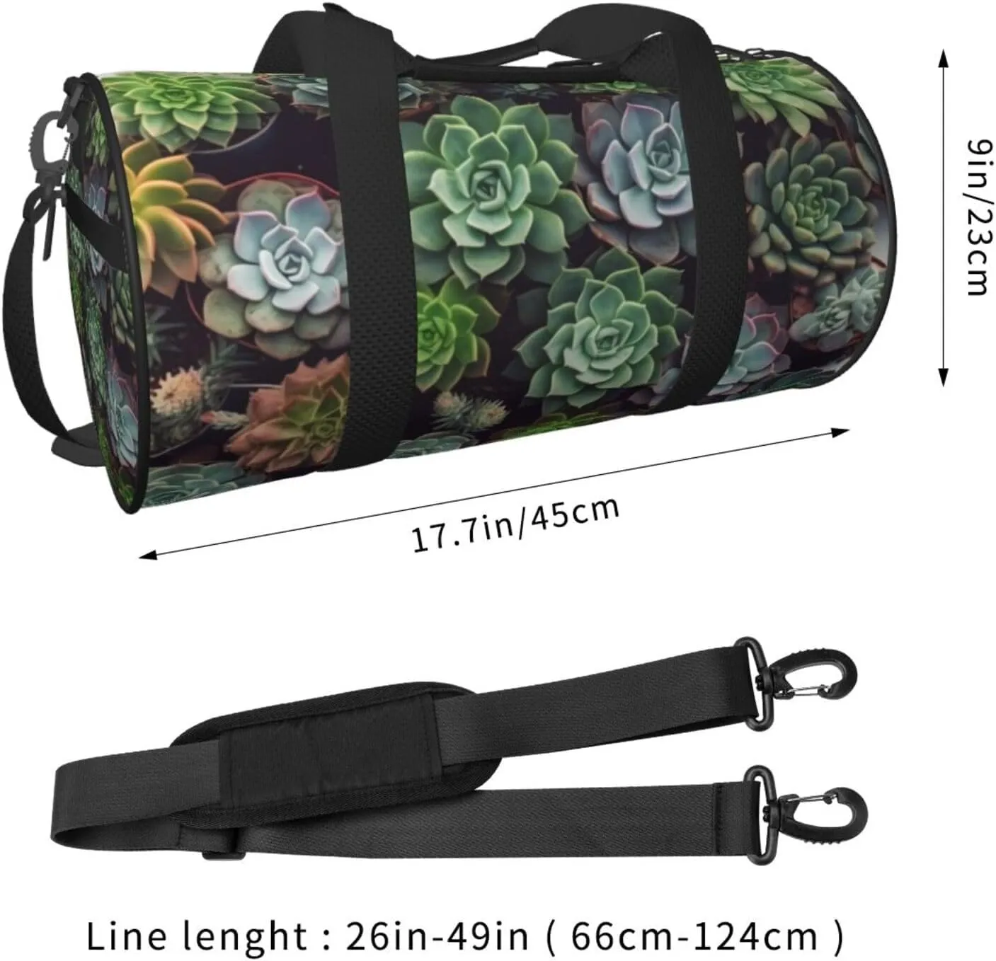 Travel Bag For Women,Succulent Plants Print Personal Item Duffle Bags,Weekend Travel Duffel Tote Bag,Travel Sport Gym Bag For Men,Airplane Travel Essentials For Flying