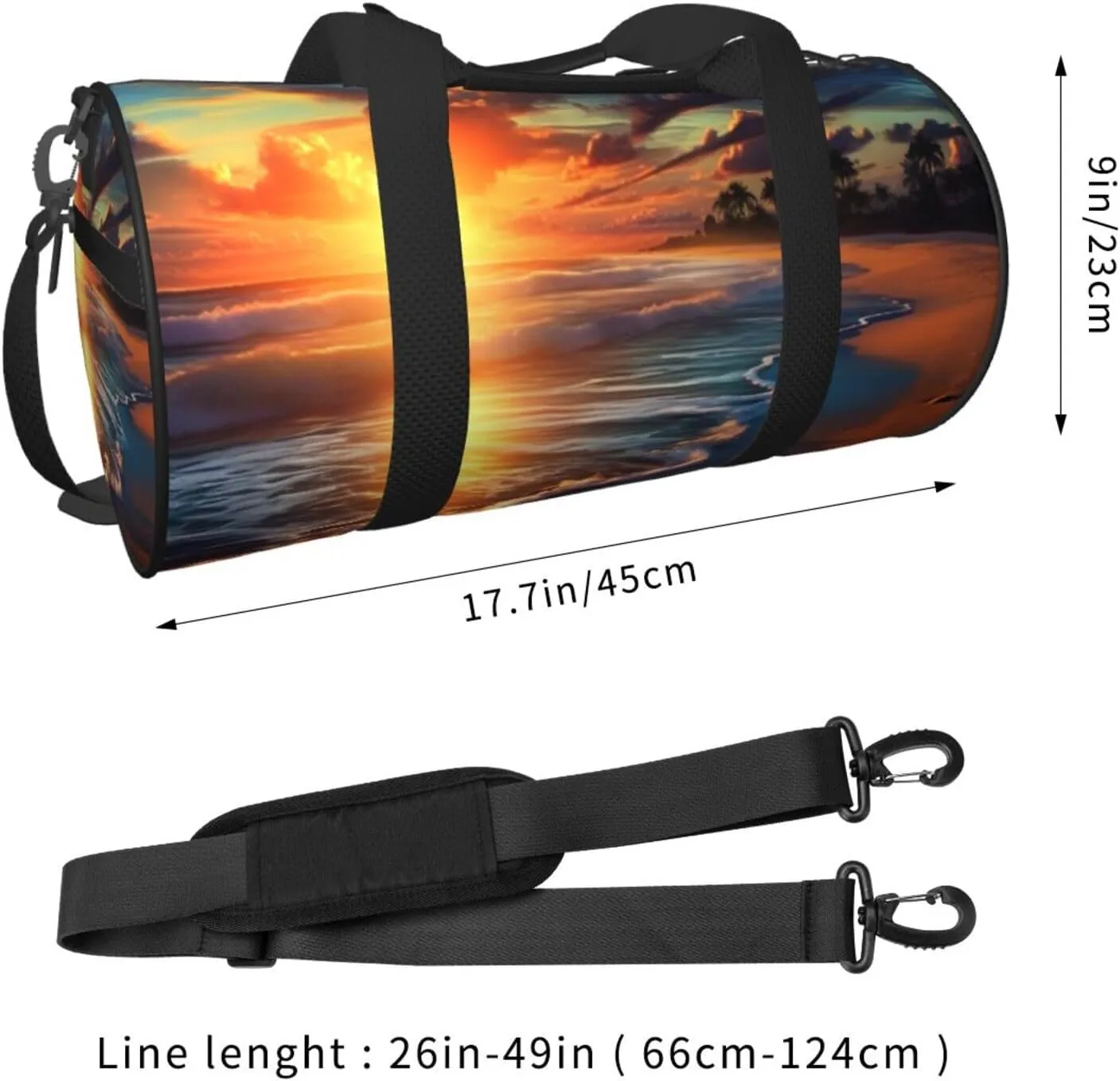 Travel Bag For Women,Sunset Beach Print Personal Item Duffle Bags,Weekend Travel Duffel Tote Bag,Travel Sport Gym Bag For Men,Airplane Travel Essentials For Flying