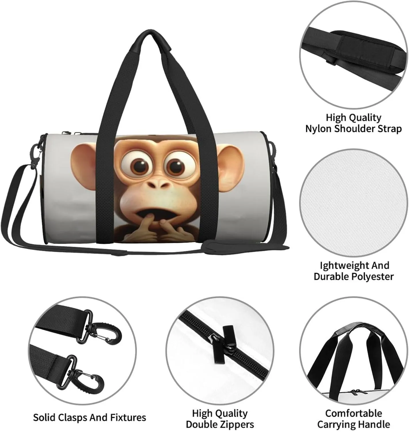 Travel Bag For Women,The Silent Monkey Print Personal Item Duffle Bags,Weekend Travel Duffel Tote Bag,Travel Sport Gym Bag For Men,Airplane Travel Essentials For Flying