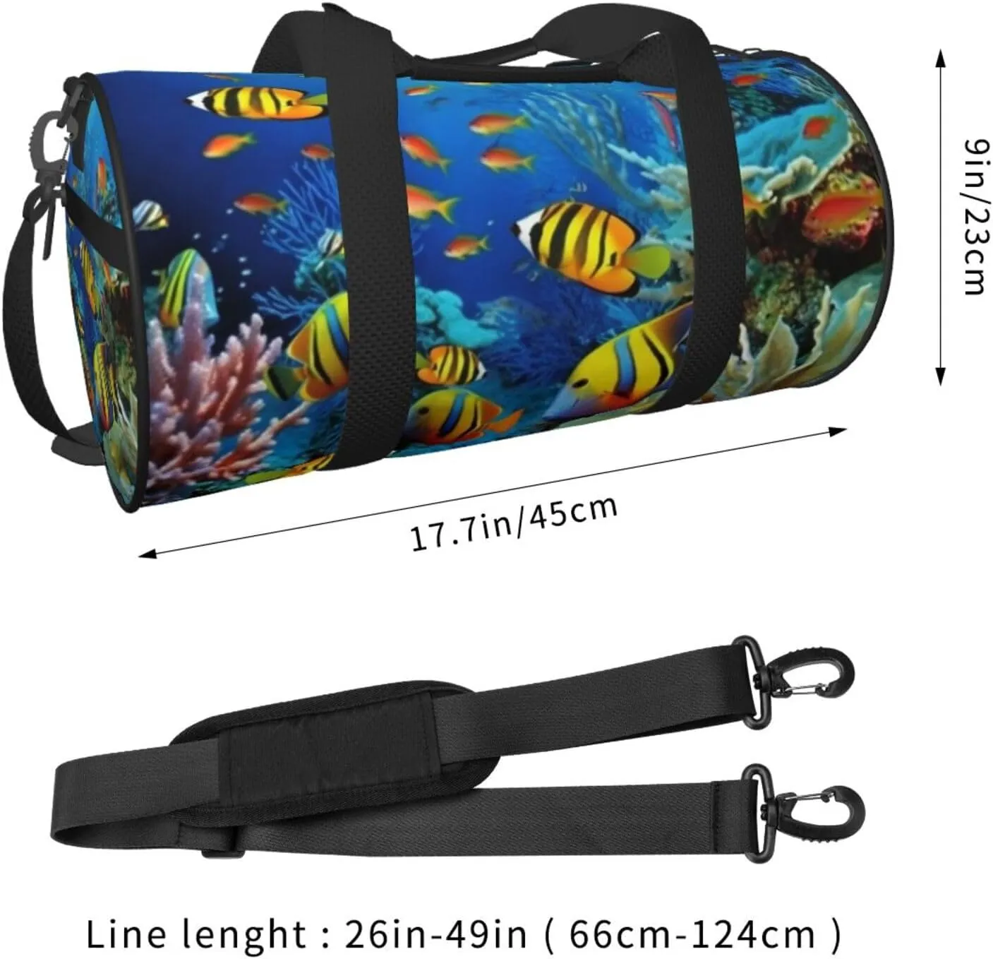 Travel Bag For Women,The Underwater World Tropical Fish Print Personal Item Duffle Bags,Weekend Travel Duffel Tote Bag,Travel Sport Gym Bag For Men,Airplane Travel Essentials For Flying