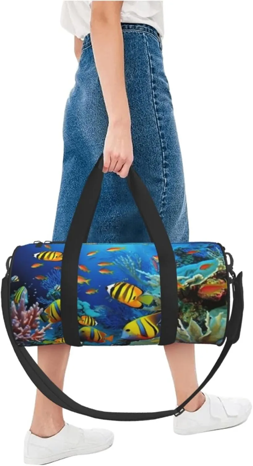 Travel Bag For Women,The Underwater World Tropical Fish Print Personal Item Duffle Bags,Weekend Travel Duffel Tote Bag,Travel Sport Gym Bag For Men,Airplane Travel Essentials For Flying