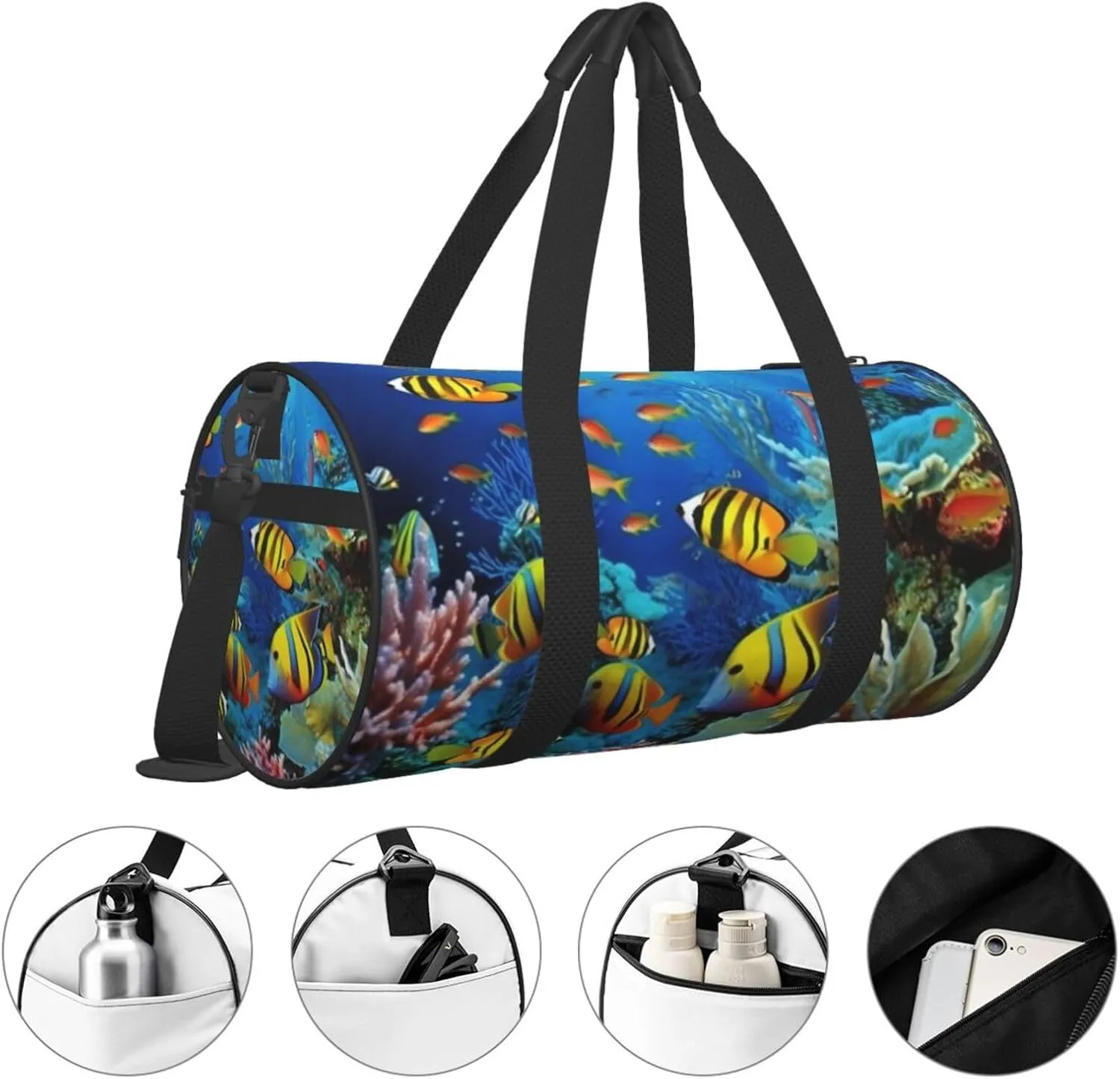 Travel Bag For Women,The Underwater World Tropical Fish Print Personal Item Duffle Bags,Weekend Travel Duffel Tote Bag,Travel Sport Gym Bag For Men,Airplane Travel Essentials For Flying