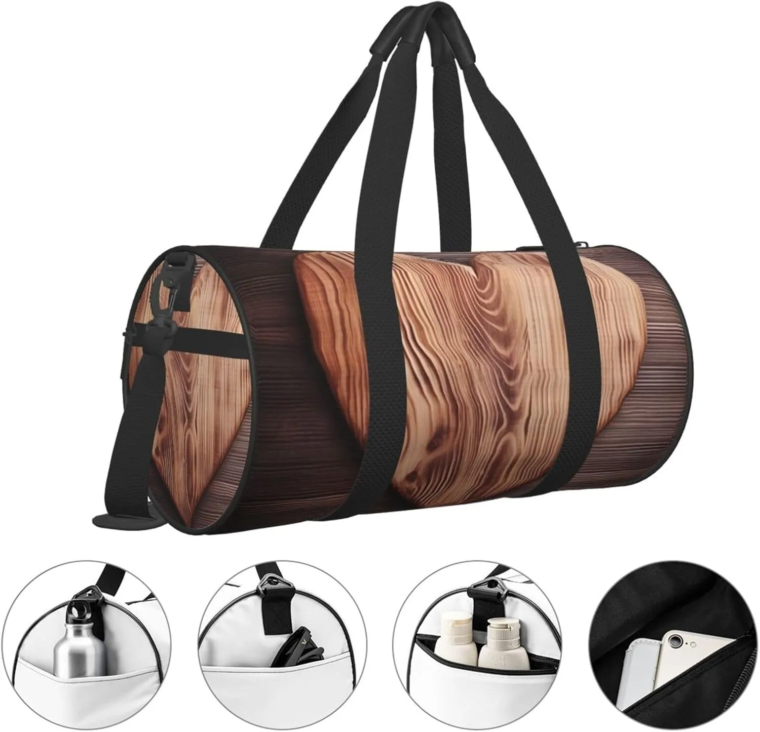 Travel Bag For Women,Wood Heart Print Personal Item Duffle Bags,Weekend Travel Duffel Tote Bag,Travel Sport Gym Bag For Men,Airplane Travel Essentials For Flying