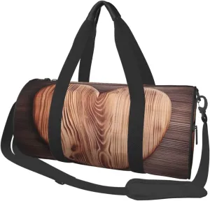 Travel Bag For Women,Wood Heart Print Personal Item Duffle Bags,Weekend Travel Duffel Tote Bag,Travel Sport Gym Bag For Men,Airplane Travel Essentials For Flying