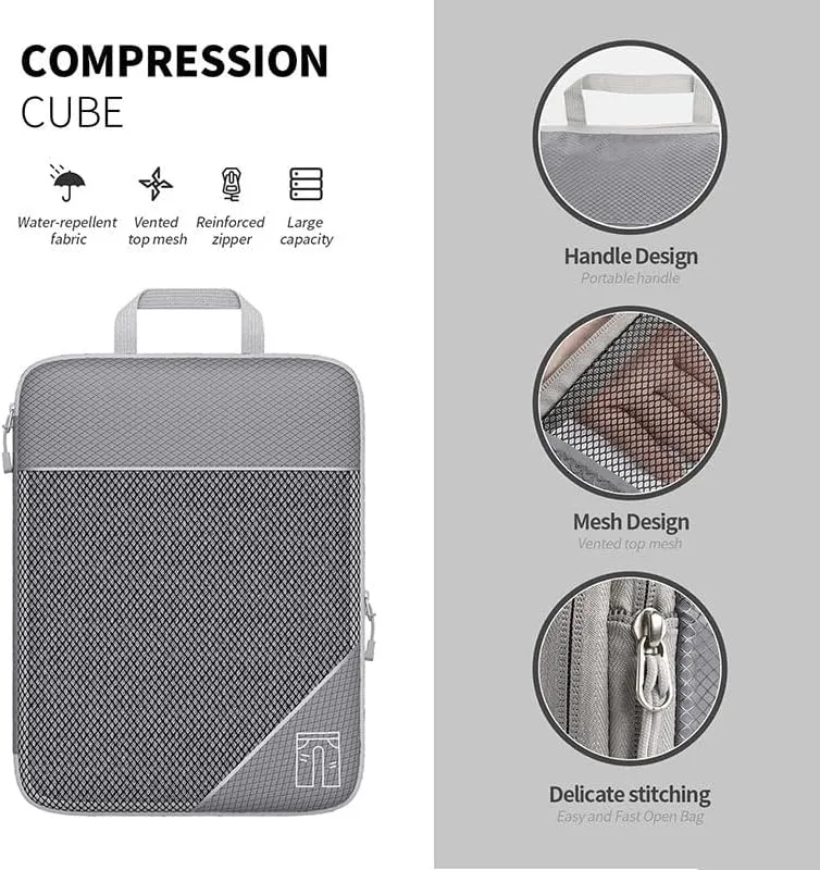 Travel Compressible Storage Bag Storage Bag Set with Shoe Bag Mesh Visual Luggage Storage Organizing Storage Bag (Green, One Size)