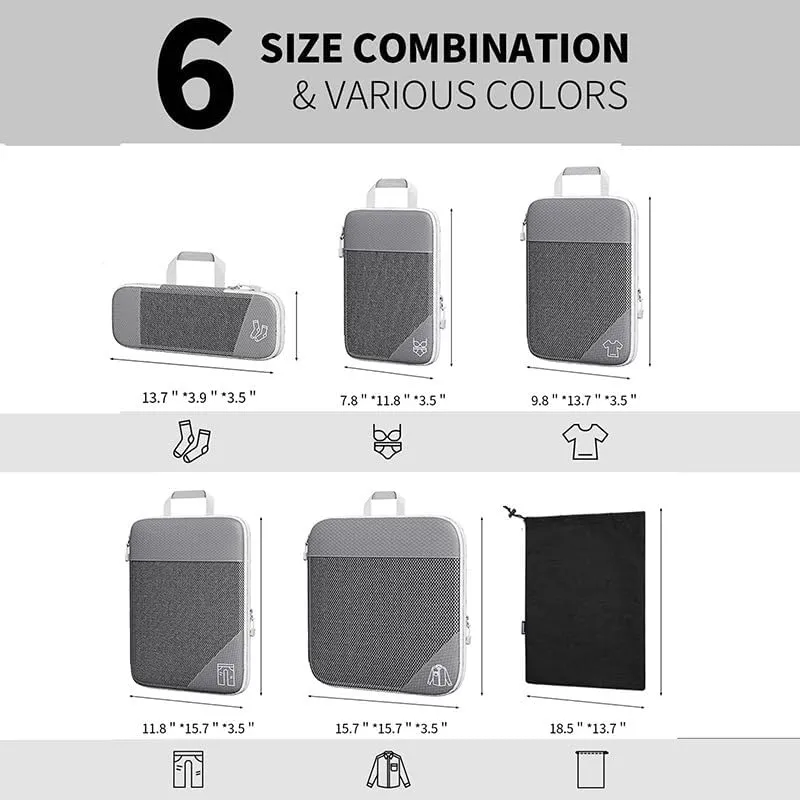 Travel Compressible Storage Bag Storage Bag Set with Shoe Bag Mesh Visual Luggage Storage Organizing Storage Bag (Green, One Size)