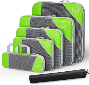Travel Compressible Storage Bag Storage Bag Set with Shoe Bag Mesh Visual Luggage Storage Organizing Storage Bag (Green, One Size)