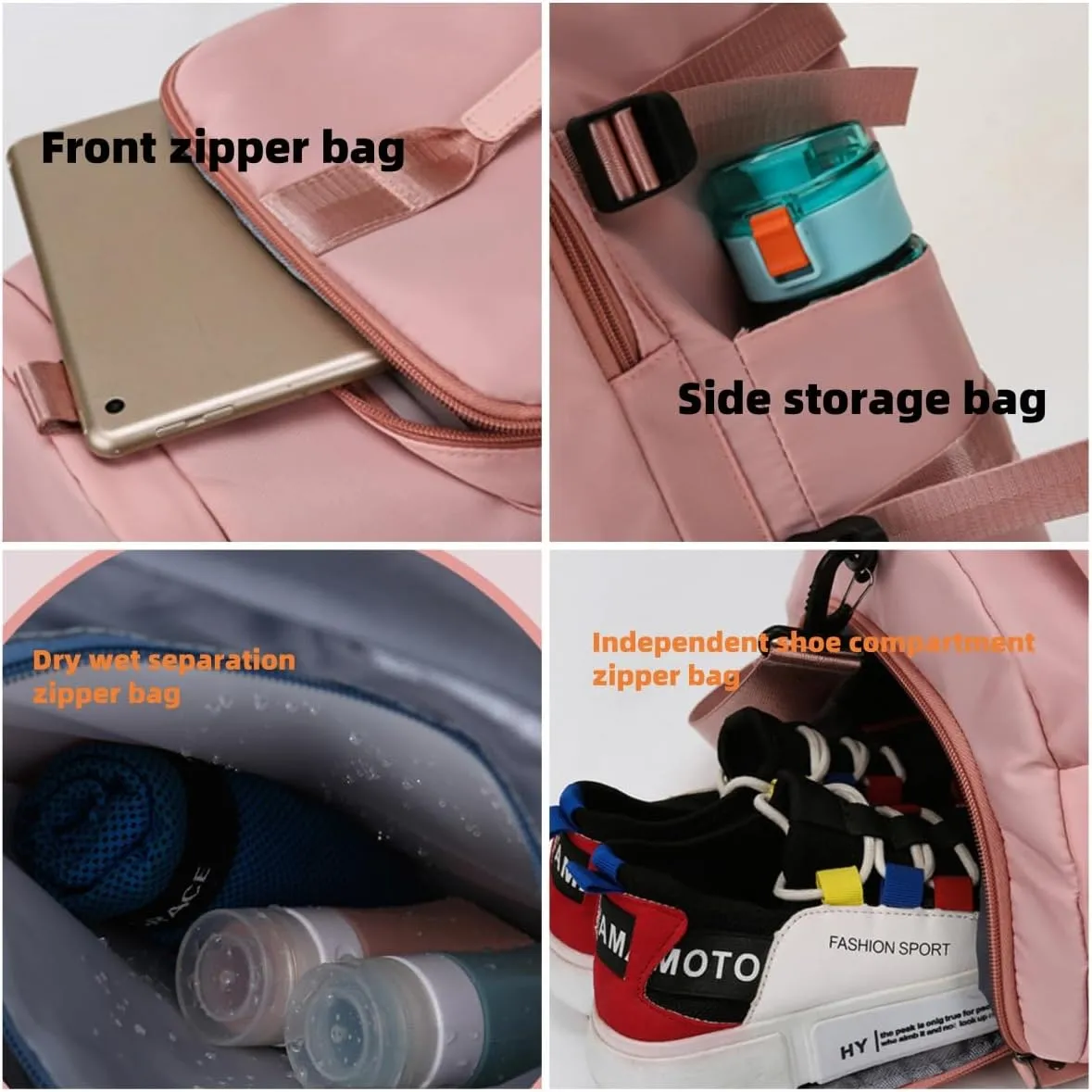 Travel Duffle Bag, Waterproof Weekender Overnight Hospital Bags for Women Men with Toiletry Bag Lightweight Carry on Personal Item Duffle Gym Bag for Travel, Airplanes, Sports (Card gray)
