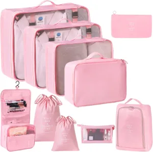 Travel Essentials,10 Set Packing Cubes, Premium Luggage Sets with Shoe Bag and Toiletry Bags, Essential Traveling Accessories for Family Trips, Camping, Business,Vacation