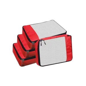 Travel Packing Cubes Polyester Organizer Bags (Pack of 4,RED)