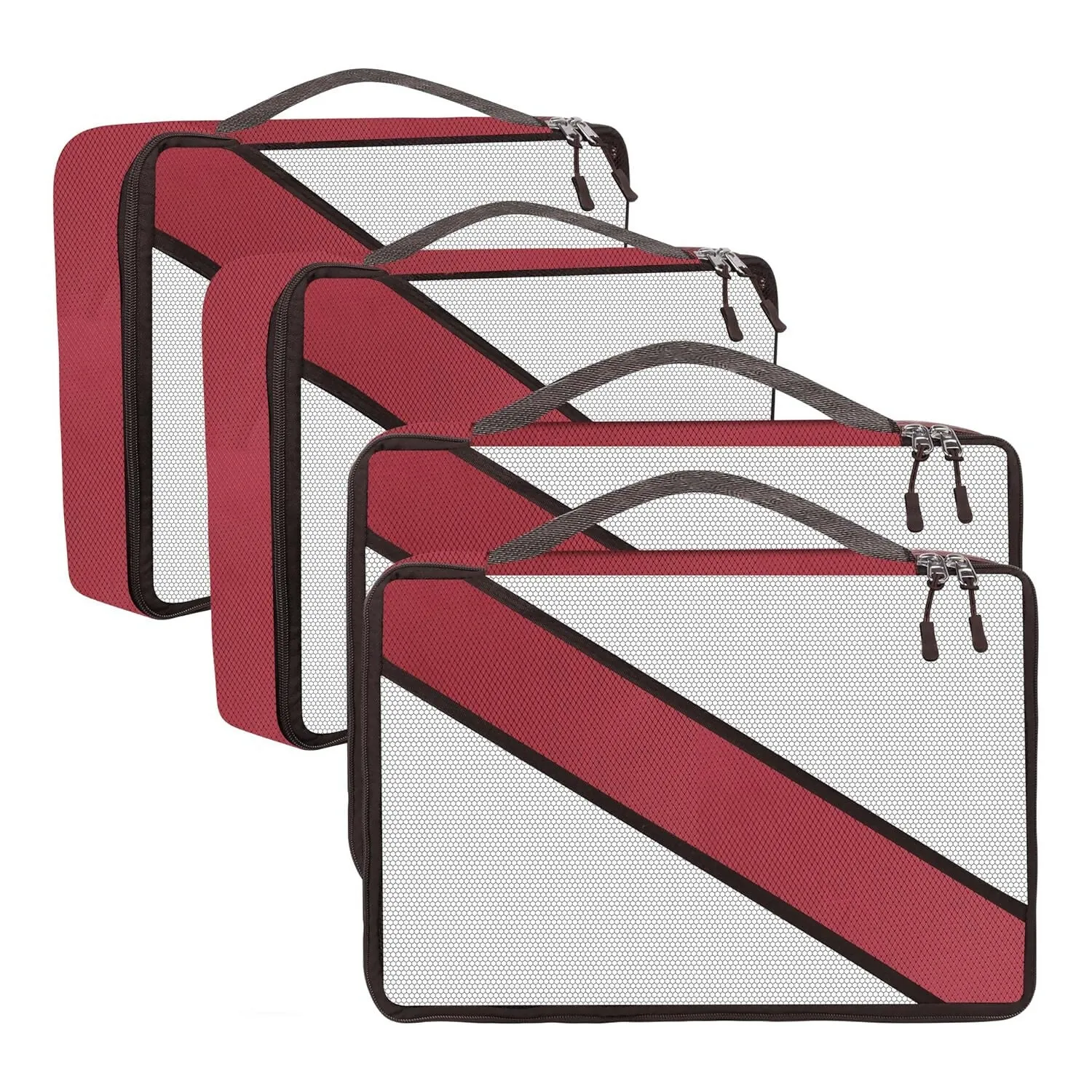 Travel Packing Cubes Polyester Organizer Bags (Pack of 4,RED)
