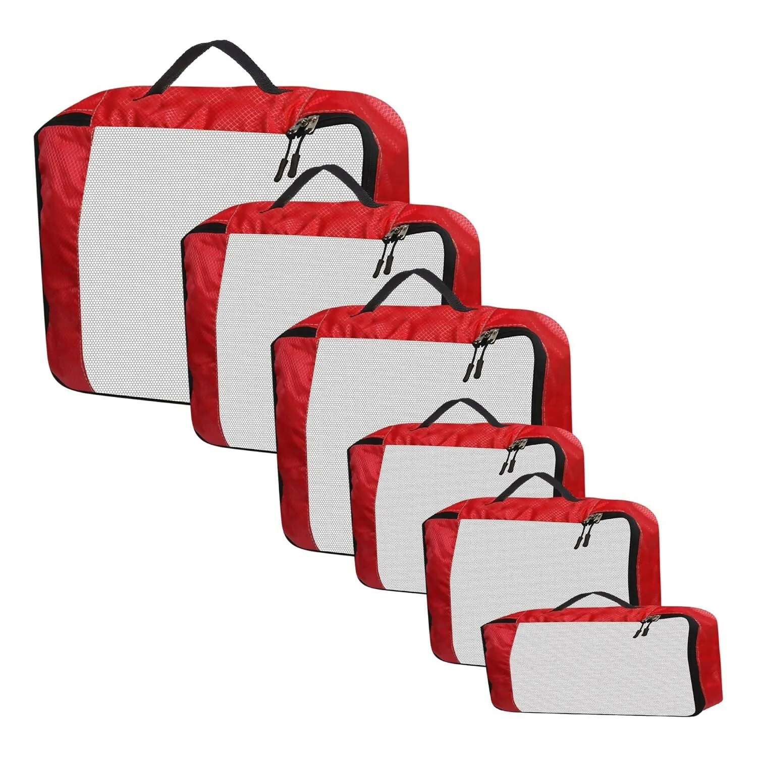 Travel Packing Cubes Set Polyester Organizer Bags (Pack of 4,RED)