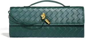 Trendy Woven Evening Clutch Purses for Women Evening Bags Handbags PU Leather Purse with Removable Shoulder Strap Bag