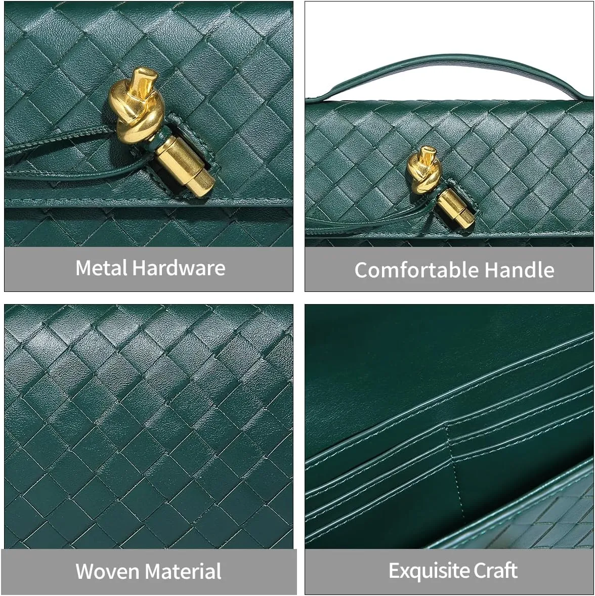 Trendy Woven Evening Clutch Purses for Women Evening Bags Handbags PU Leather Purse with Removable Shoulder Strap Bag