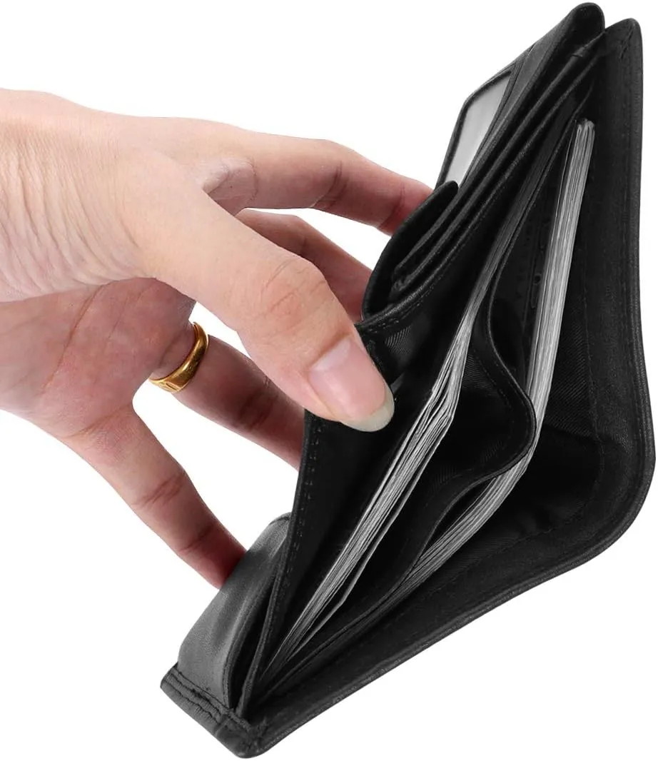 Trifold Billfold RFID Blocking Cowhide Leather Wallet for Men 10 Card Slots 2 ID Windows with Coin Pocket
