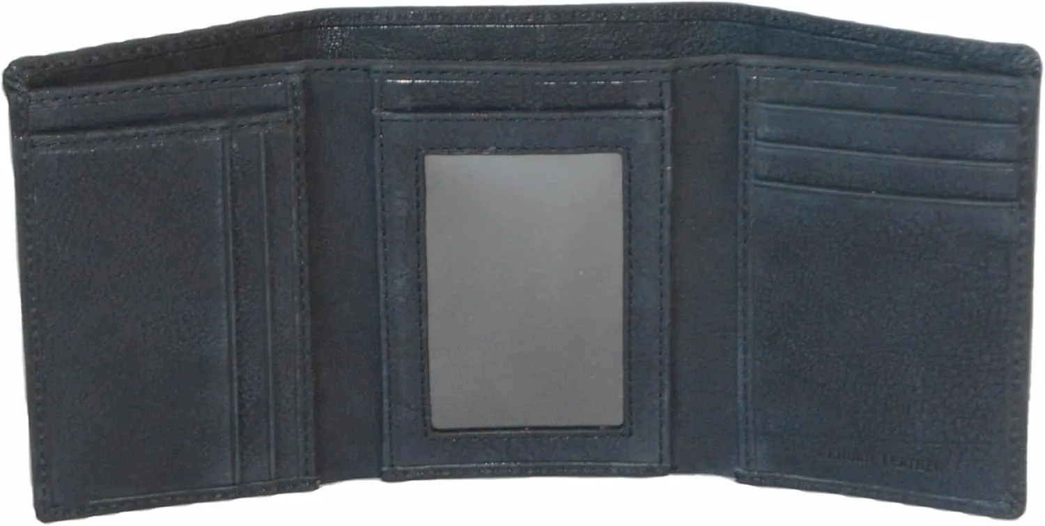 Trifold Premium Leather Wallet for Men with RFID Blocking (Marriott Black)