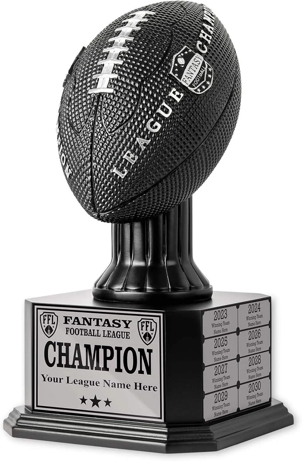 TrophySmack Perpetual Fantasy Football Trophy - Customizable Championship Trophy Award Winner | Free Engraving up to 16 Years Past Winners