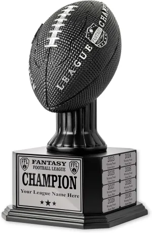 TrophySmack Perpetual Fantasy Football Trophy - Customizable Championship Trophy Award Winner | Free Engraving up to 16 Years Past Winners