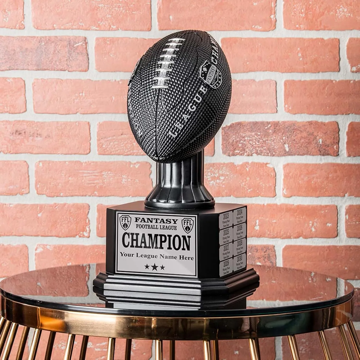 TrophySmack Perpetual Fantasy Football Trophy - Customizable Championship Trophy Award Winner | Free Engraving up to 16 Years Past Winners