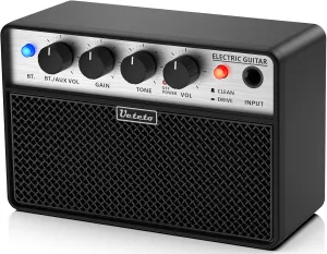Ueteto 10W Mini Guitar Amp, Portable and Rechargeable Electric Guitar Practice Amplifier with Clean and Drive Channels