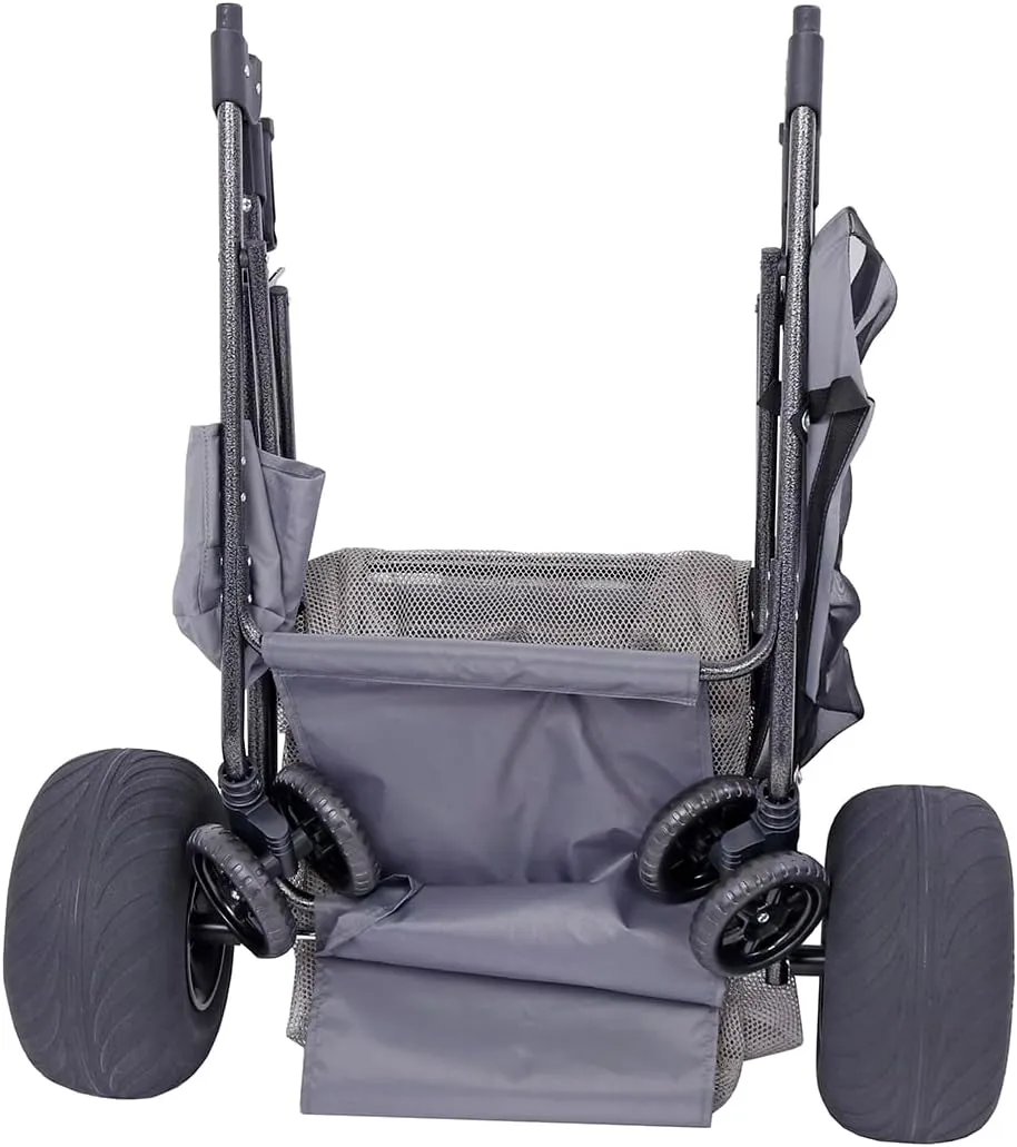 Ultimate Beach Cart with Balloon Wheels for Sand – Buggy Wagon with Big Wheels, Insulated Cooler Bag, Boogie Board & Umbrella Holder, 100 lbs Load Capacity