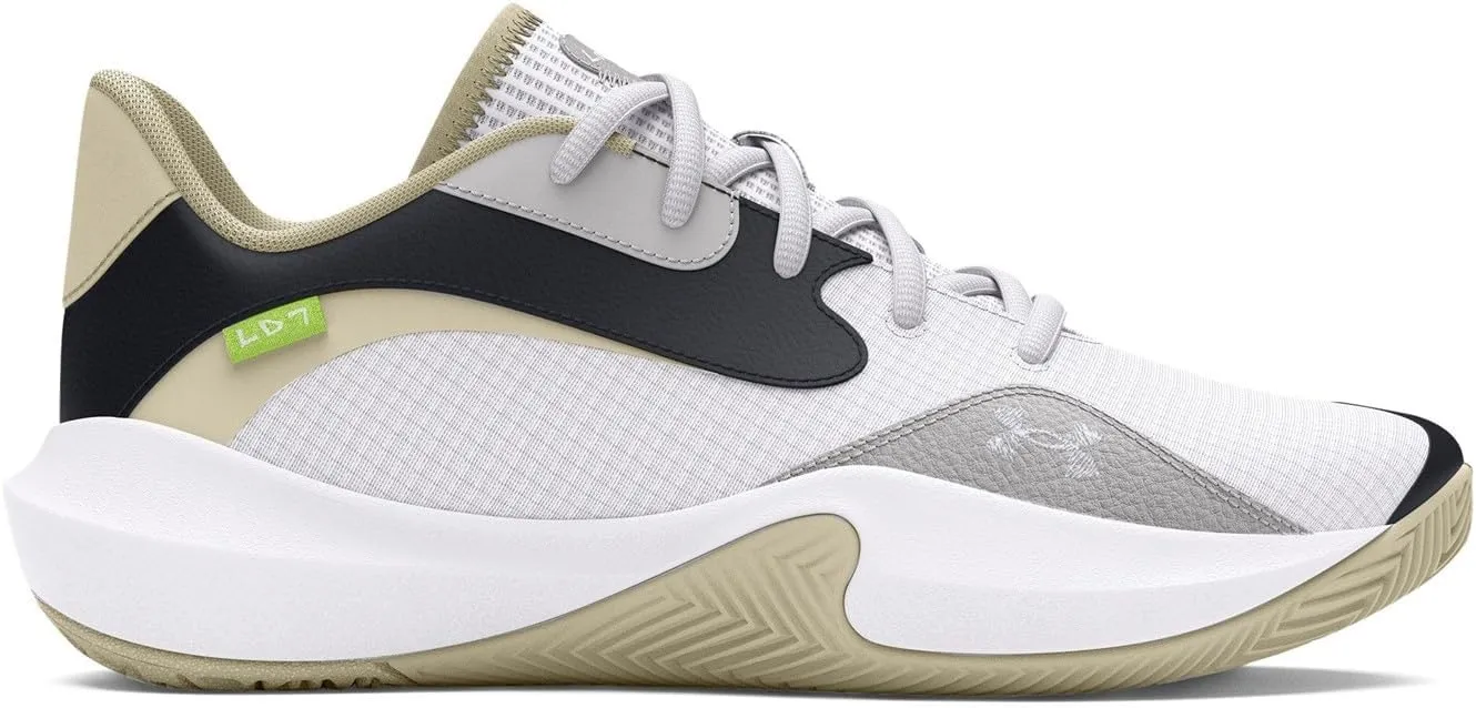 Under Armour Unisex Lockdown 7 Low, (100) White/Silt/White, 12, US