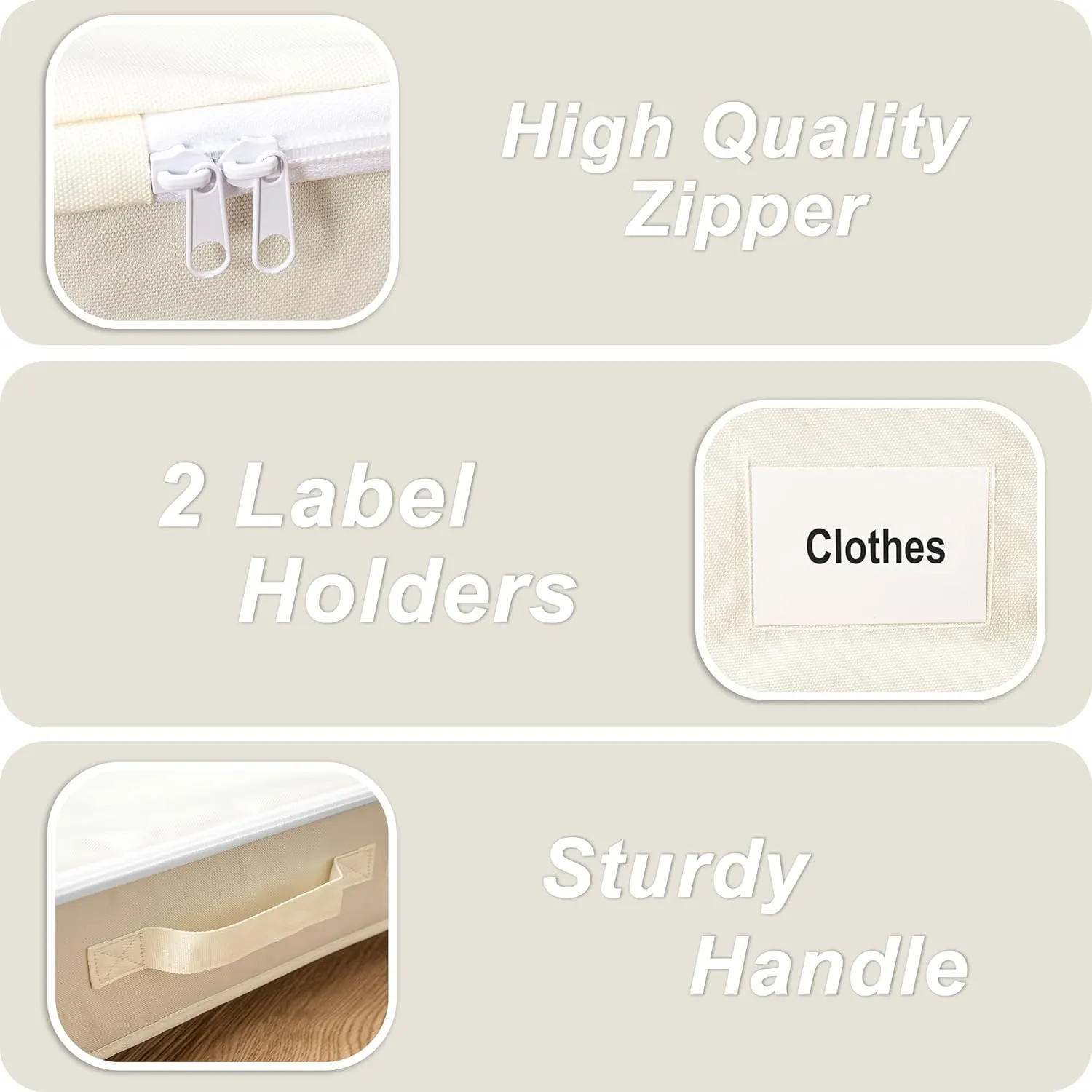 Under Bed Storage with Wheels, 2 Pack Under Bed Storage Containers with Label Holders for Clothes, Shoes and Blankets, Rolling Underbed Shoe Organizer with Cover, Beige (30.71x15.7x7.28 in)
