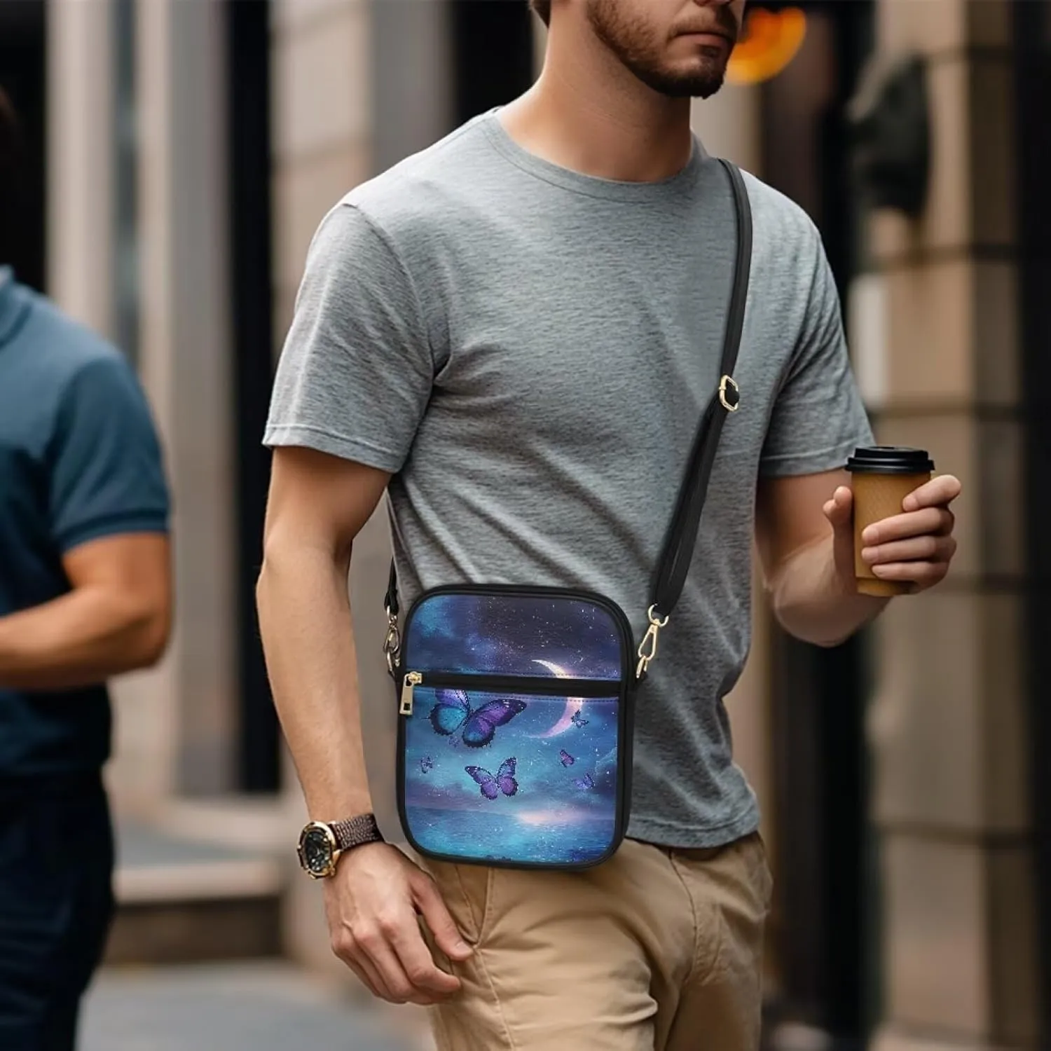 Unisex Leather Purses, Fashion Crossbody Bags Vintage Travel Shoulder Bag with Inside Card Slot for Music Festival