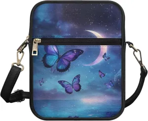 Unisex Leather Purses, Fashion Crossbody Bags Vintage Travel Shoulder Bag with Inside Card Slot for Music Festival