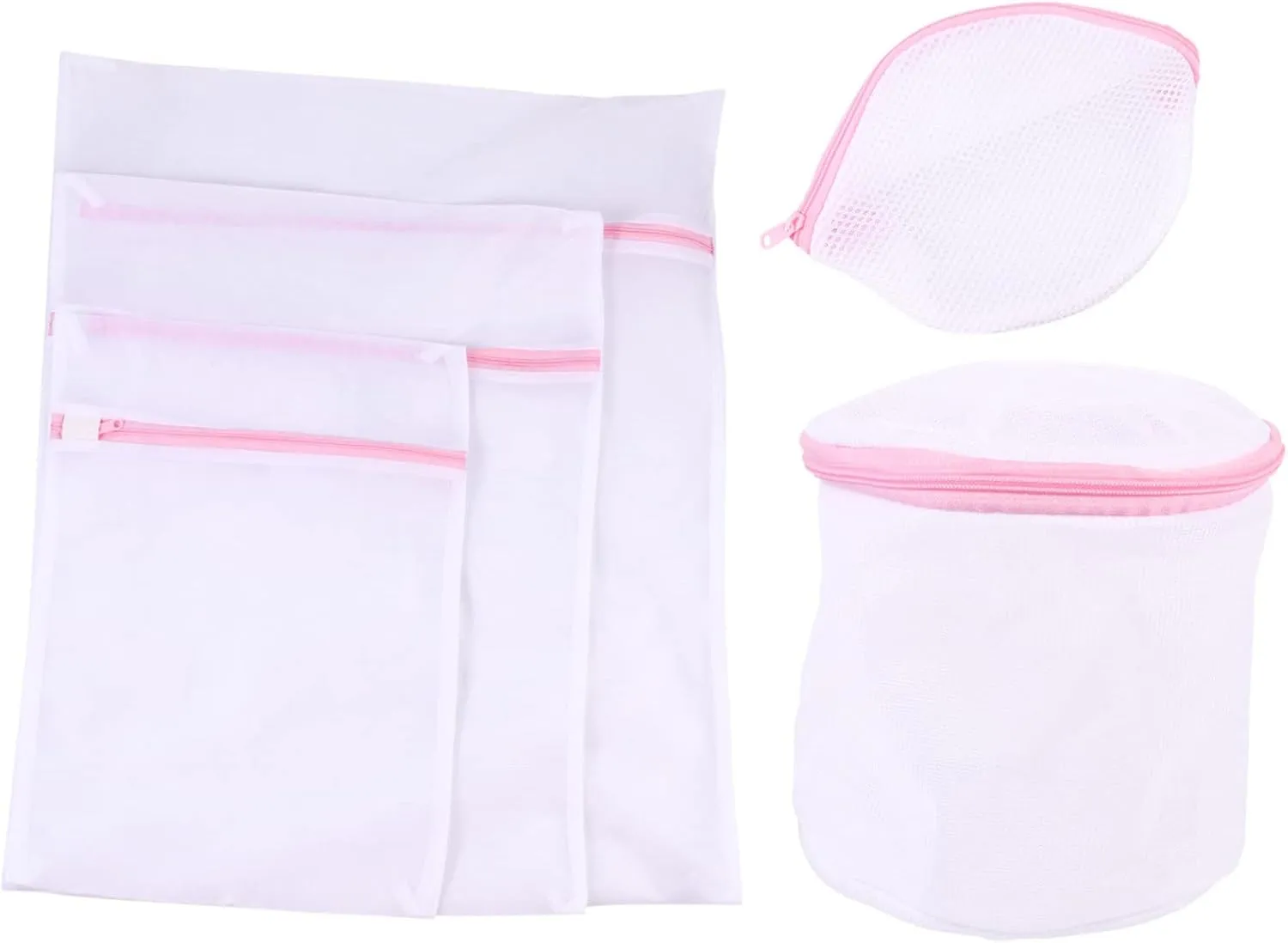 Unomor 5pcs Mesh Laundry Wash Bags Bra Bag Travel Storage Large Laundry Zipper Design