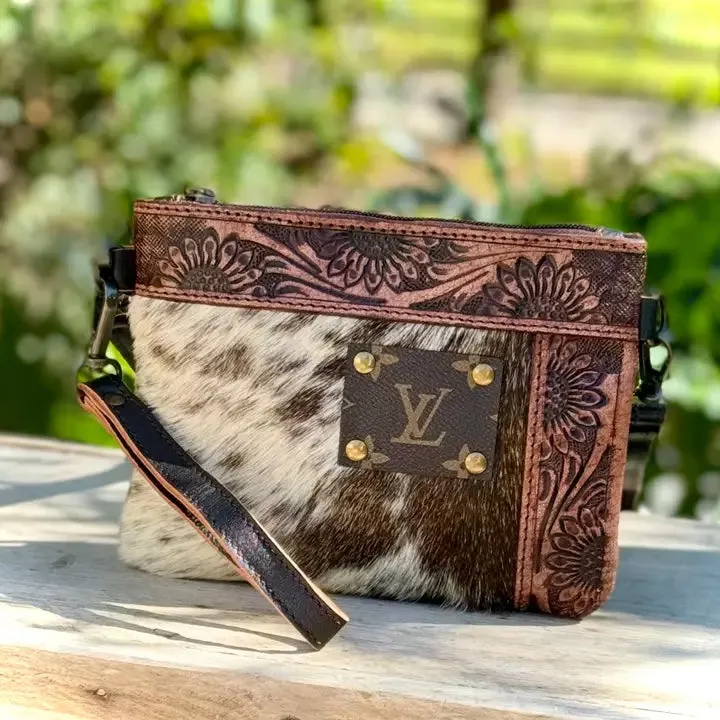 Upcycled Lv Cowhide Leather Crossbody