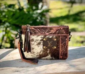 Upcycled Lv Cowhide Leather Crossbody