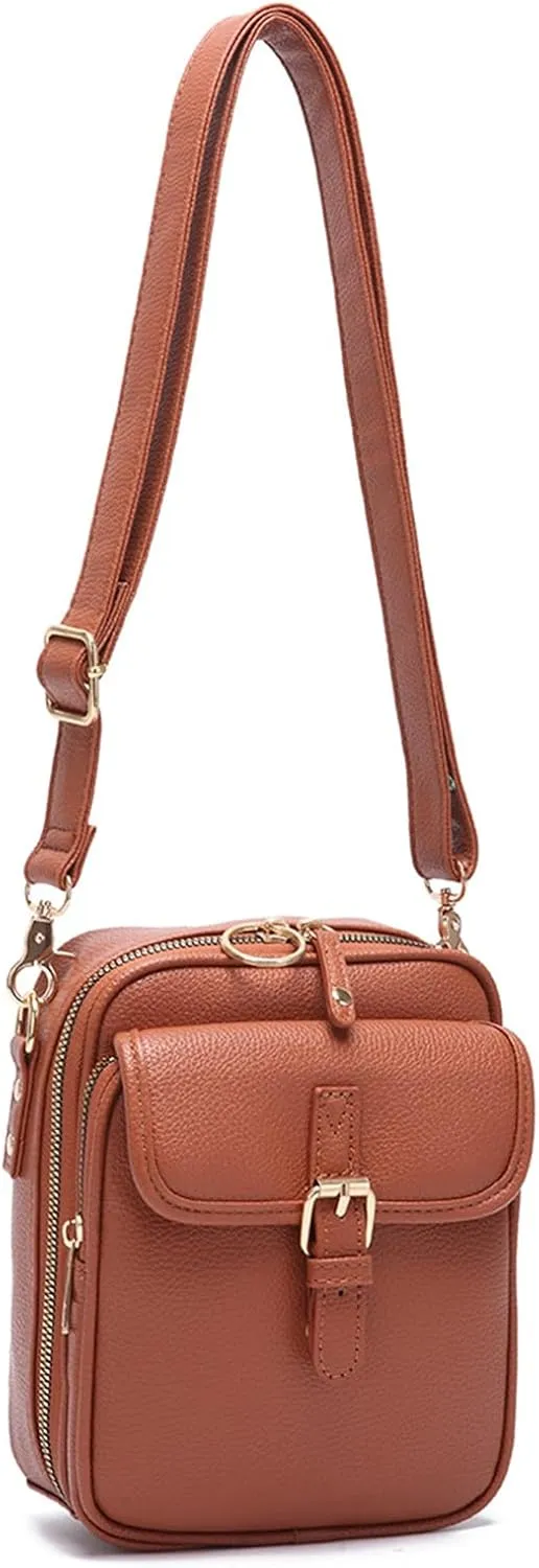 Urvashi Crossbody Bag,Tojoyride Crossbody Leather Bag,4 Colors,2 Large Pockets with Metal Zipper, for Casual Business