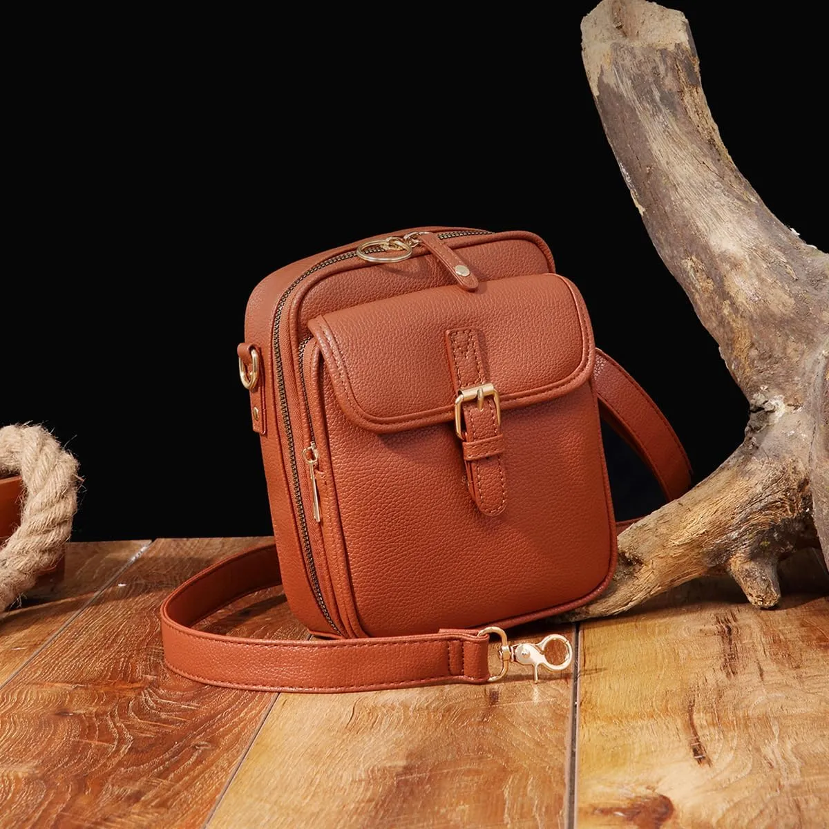Urvashi Crossbody Bag,Tojoyride Crossbody Leather Bag,4 Colors,2 Large Pockets with Metal Zipper, for Casual Business