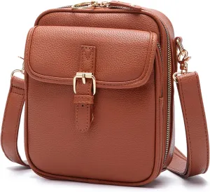 Urvashi Crossbody Bag,Tojoyride Crossbody Leather Bag,4 Colors,2 Large Pockets with Metal Zipper, for Casual Business
