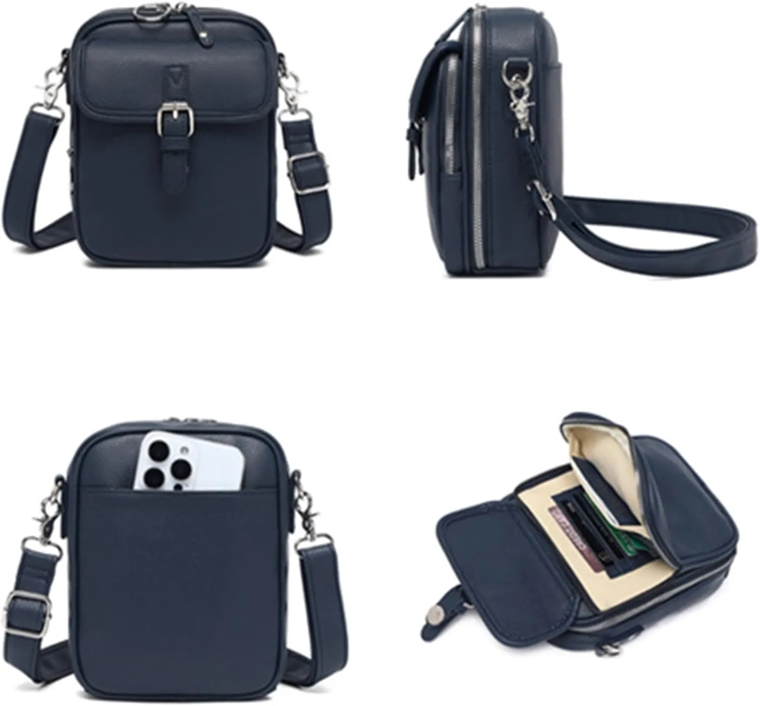 Urvashi Crossbody Bag,Tojoyride Crossbody Leather Bag,4 Colors,2 Large Pockets with Metal Zipper, for Casual Business