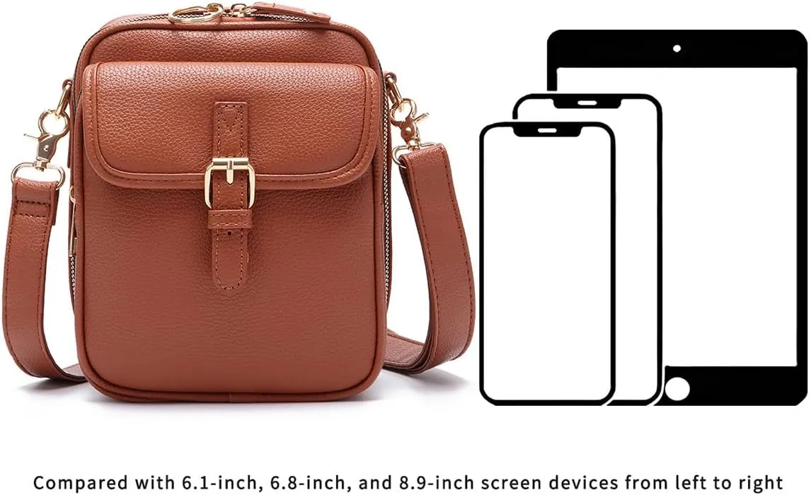Urvashi Crossbody Bag,Tojoyride Crossbody Leather Bag,4 Colors,2 Large Pockets with Metal Zipper, for Casual Business