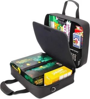 USA Gear Board Game Bag Compatible with Catan, Cards Against Humanity, Monopoly, Battleship, Sequence, Ticket to Ride & More - Board Game Storage Bag with Customizable Interior, Padded Shoulder Strap